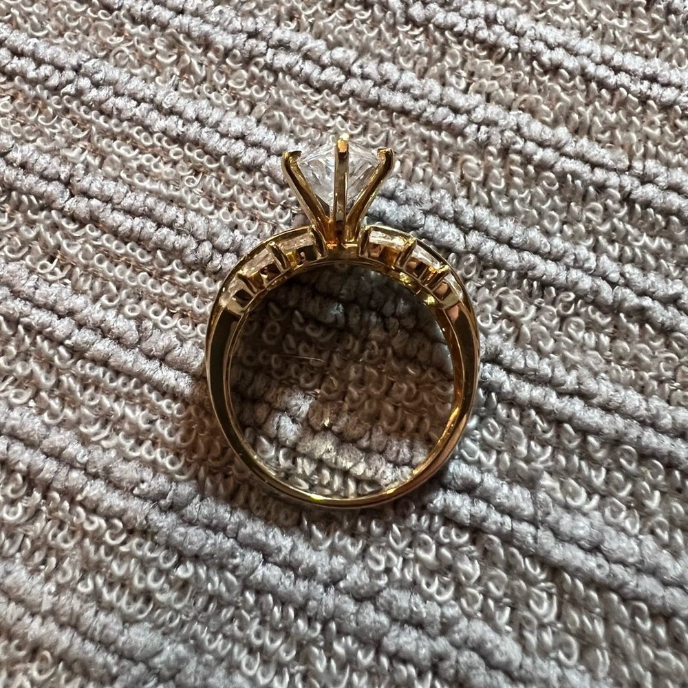 Diamonique Gold Marquise Cut Ring with Art Deco Elegance - Picture 7 of 15